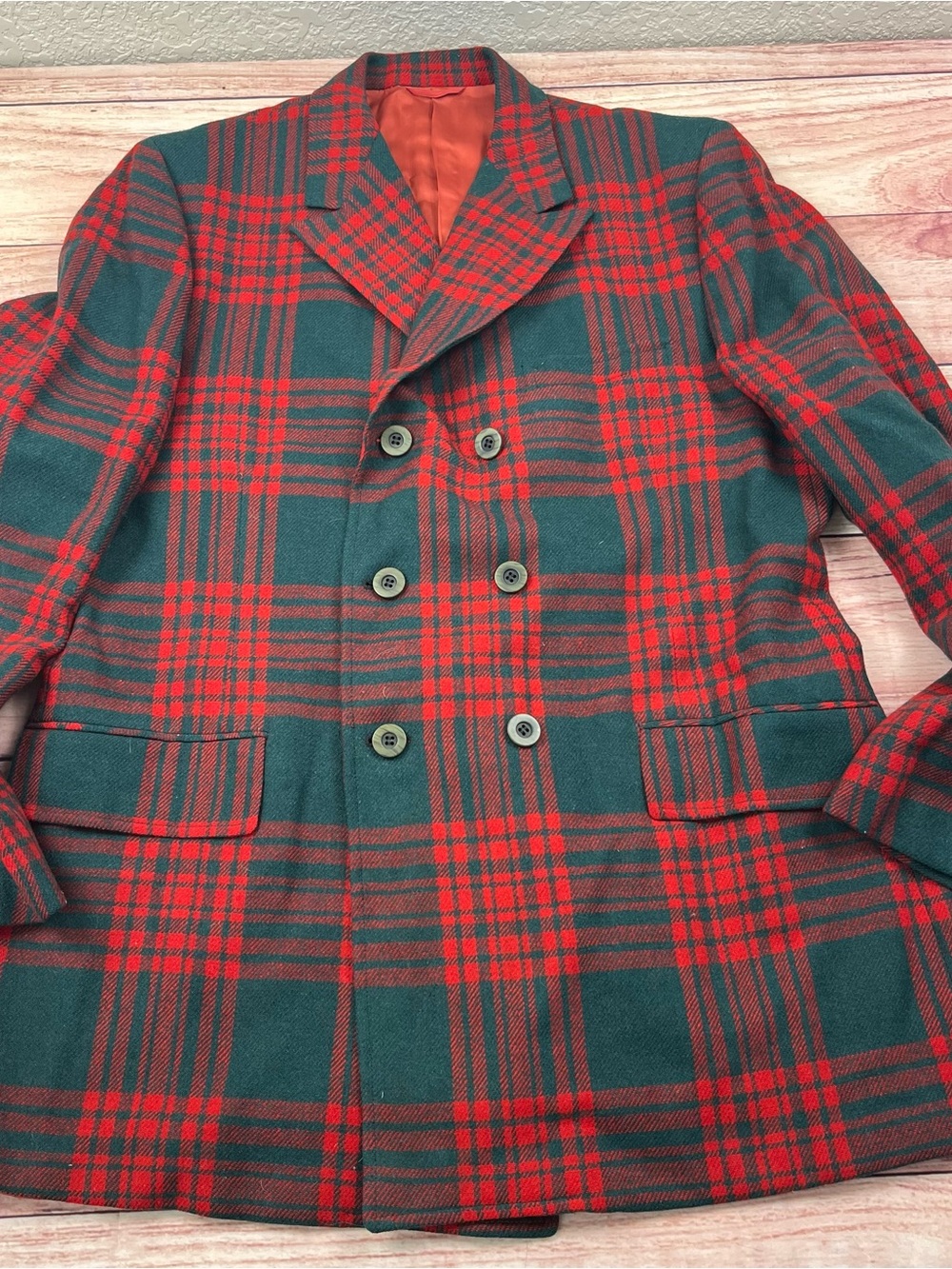 VTG Clubman Blazer Sport Coat 70’s Plaid Men’s 40-42R? Union Made USA Red Green